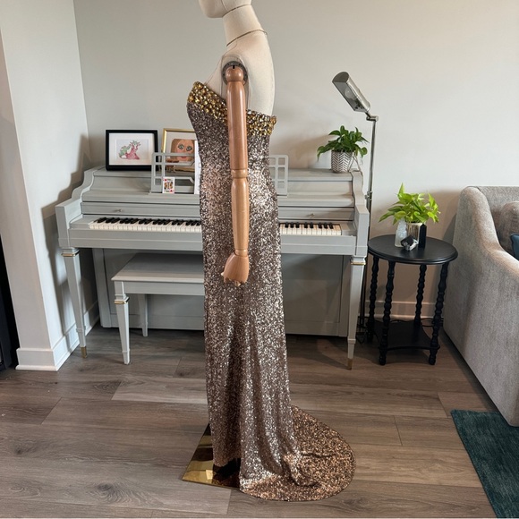 Sherri Hill Sweetheart Sequin Gown: Canary Yellow Gems - Picture 7 of 15